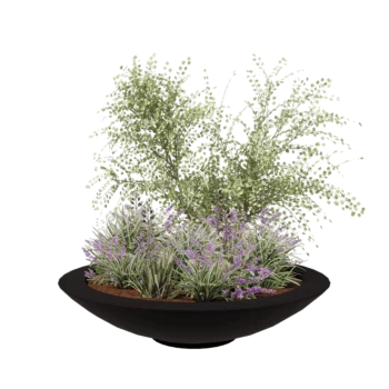 Jardinera de fibra de vidrio - Cuenco - Ø 153 x 34 cm - RAL9005 mate (negro) - Con fondo