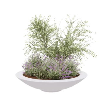 Jardinera de fibra de vidrio - Cuenco - Ø 153 x 34 cm - RAL9010 mate (blanco) - Con fondo