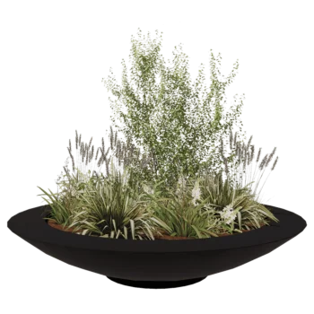 Jardinera de fibra de vidrio - Cuenco - Ø 200 x 40 cm - RAL9005 mate (negro) - Con fondo