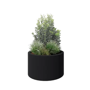 Jardinera de fibra de vidrio - Rond - Ø 100 x 60 cm - RAL7021 mate (gris negruzco) - Con fondo