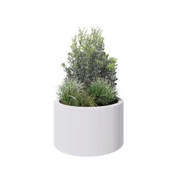 Jardinera de fibra de vidrio - Rond - Ø 100 x 60 cm - RAL9010 mate (blanco) - Con fondo