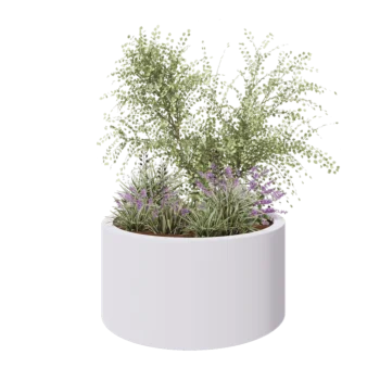 Jardinera de fibra de vidrio - Rond - Ø 120 x 60 cm - RAL9010 mate (blanco) - Con fondo