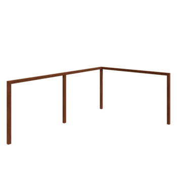 Pérgola de acero corten - Esquina - 600 x 412 x 242 cm - Sin base de hormigón