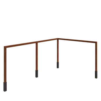 Pérgola de acero corten - Esquina - 600 x 412 x 242 cm - Con base de hormigón