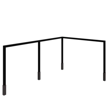 Pérgola de acero - Esquina - 600 x 412 x 230 cm - RAL9005 mate (negro) - Con base de hormigón
