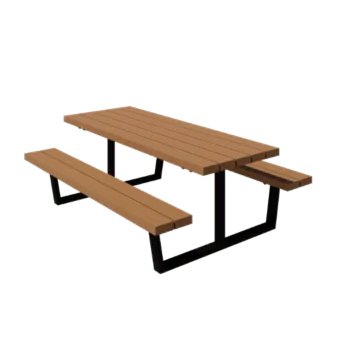 Mesa de picnic de acero - Georgia M - 200 x 163 x 75 cm - Con madera de Douglas