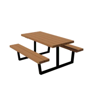 Mesa de picnic de acero - Georgia S - 160 x 163 x 75 cm - Con madera de Douglas