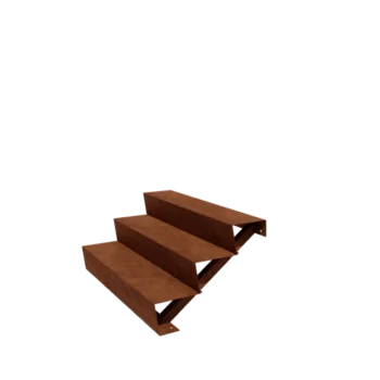 Escalera de jardín de acero corten - 3-peldaños - 72 x 120 x 51 cm