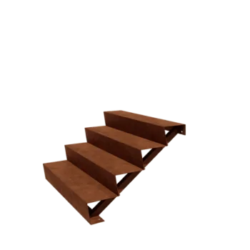 Escalera de jardín de acero corten - 4-peldaños - 96 x 120 x 68 cm