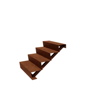 Escalera de jardín de acero corten - 4-peldaños - 96 x 80 x 68 cm