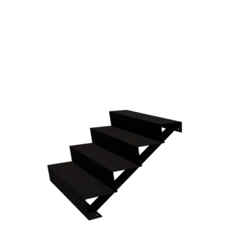Escalera de jardín de acero - 4-peldaños - 96 x 100 x 68 cm - RAL9005 mate (negro)